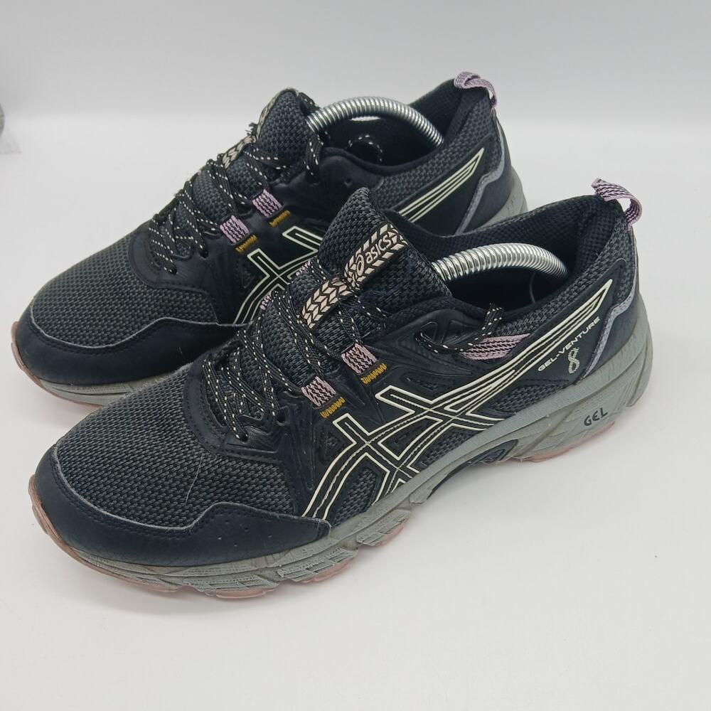 Asics Gel Venture 8 Lace Up Trail Running Shoes Sneakers Black Size 7 Outdoors